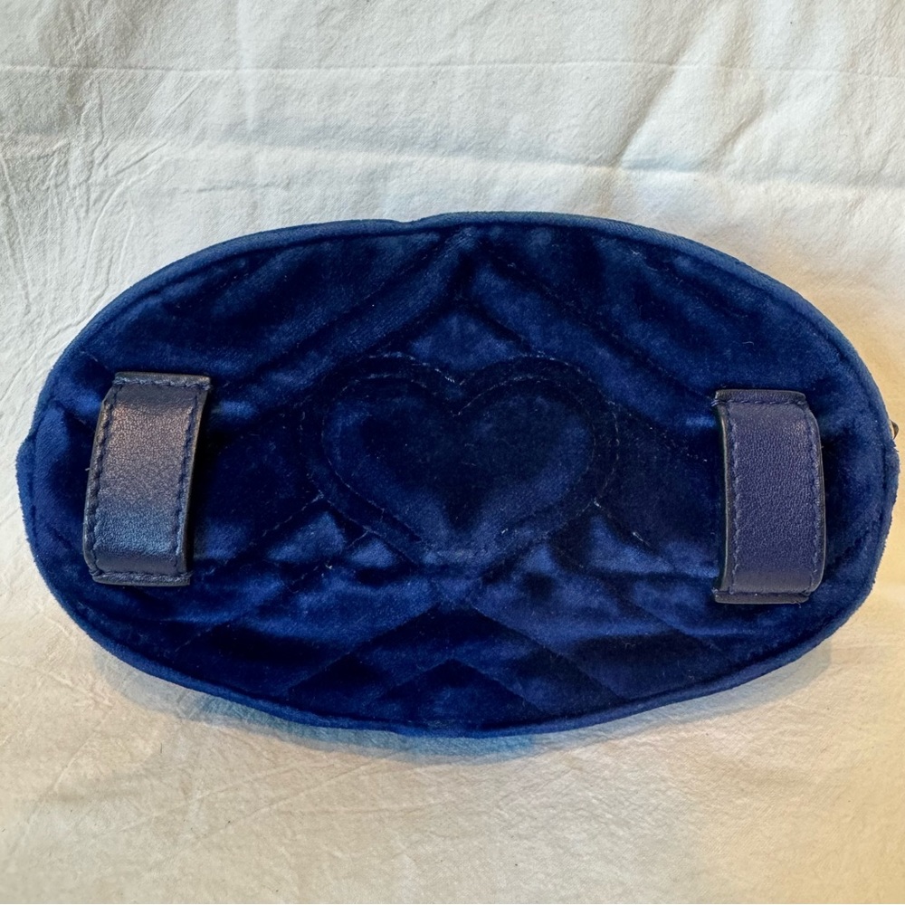 🔴SOLD🔴GUCCI Velvet Matelasse GG Marmont Belt Bag 85 34 Cobalt Blue - Picture 12 of 17